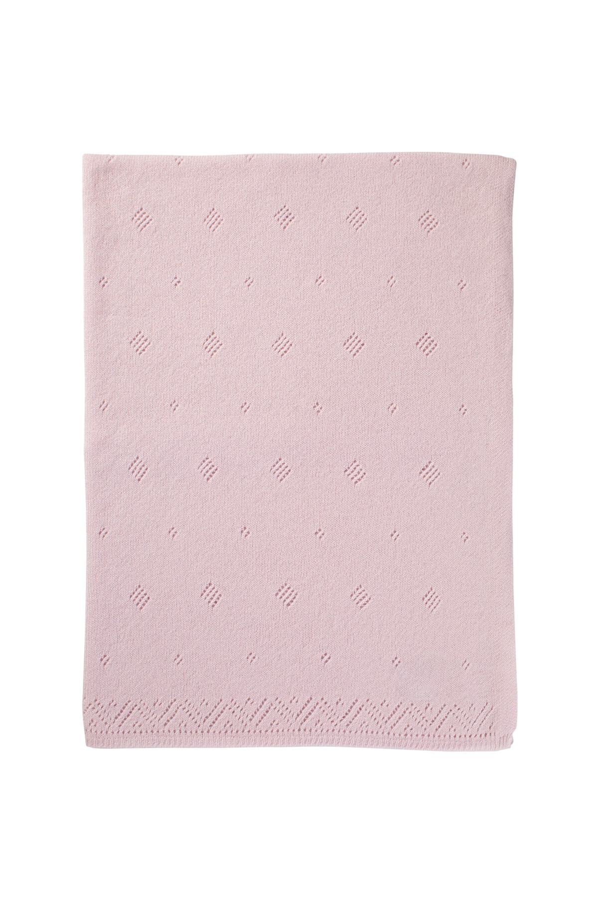 Johnstons of Elgin’s Gift Set includes our Cashmere Pointelle Baby Blanket, Hat, Mittens & Booties in Blush AW21GIFTSET18B