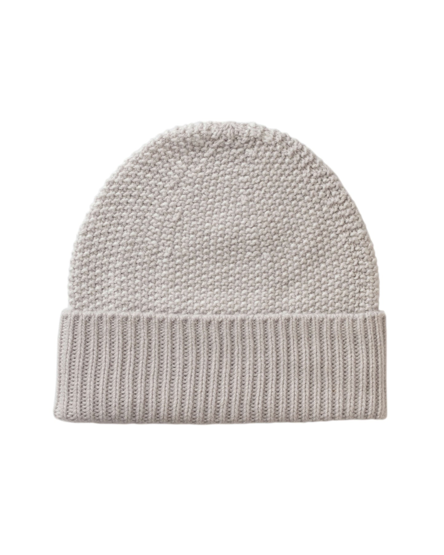 Johnstons of Elgin AW25 Knitted Accessories Snowmelt & Zinc White Seed Stitch Cashmere White Beanie HAY03527Q25348ONE