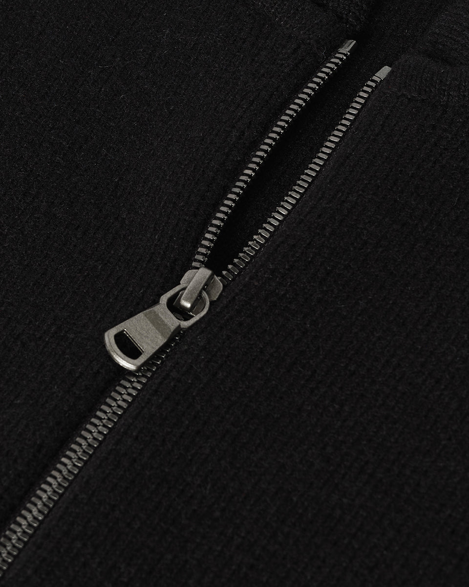 Johnstons of Elgin Men's Knitwear Black Milano Ribbed Zip Black Cashmere KAA05443SA7210