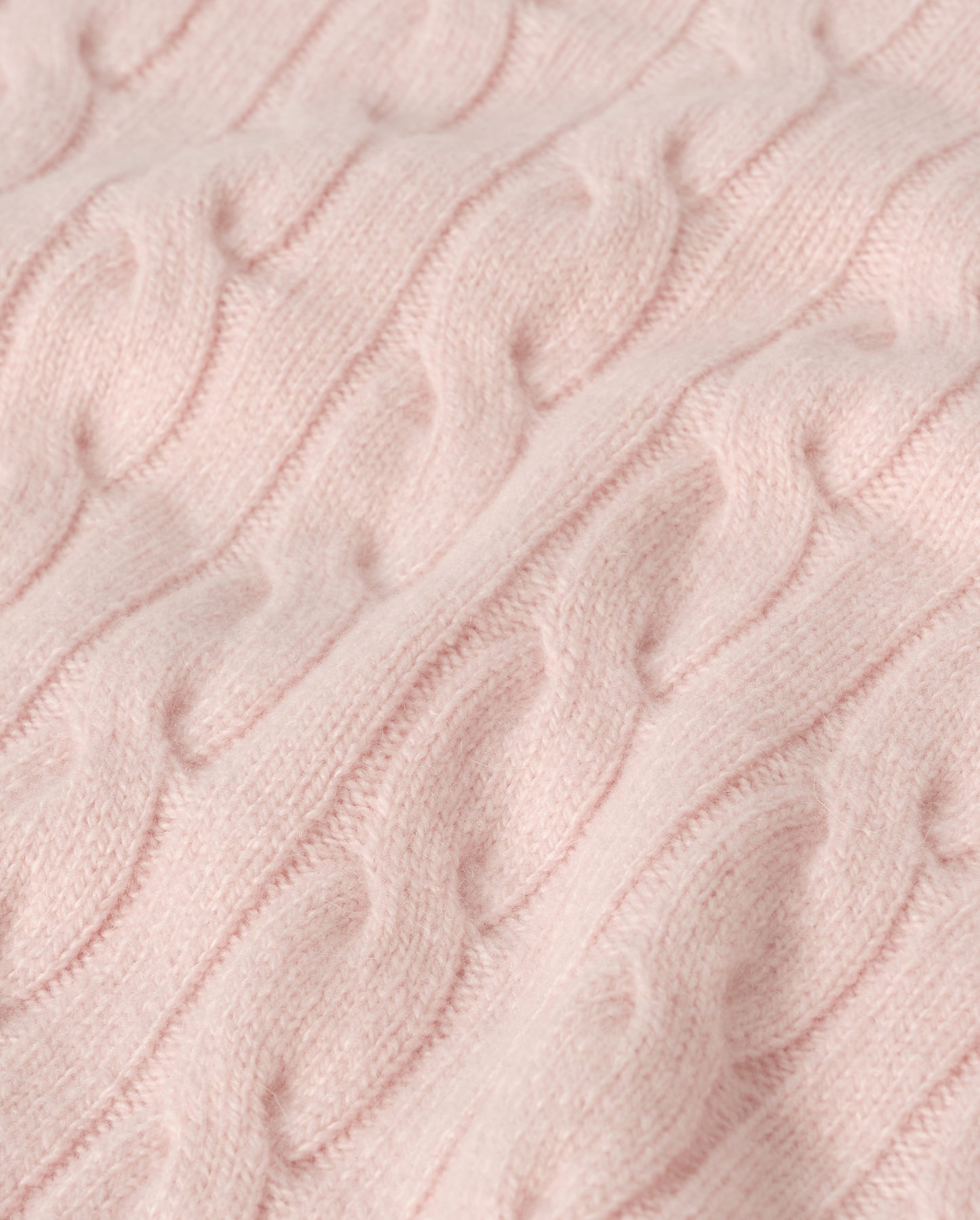 JOHNSTONS OF ELGIN KYLESKU CREW SWEATER CASHMERE CABLE ROUND NECK SWEATER LIGHT PINK 100% CASHMERE KAA06028SE5378