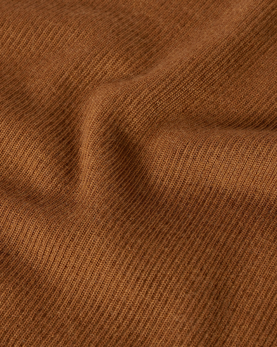 Johnstons of Elgin AW25 Women's Knitwear Dark Camel Sleeveless Camel Tank Top armhole details KAI05559SB7300