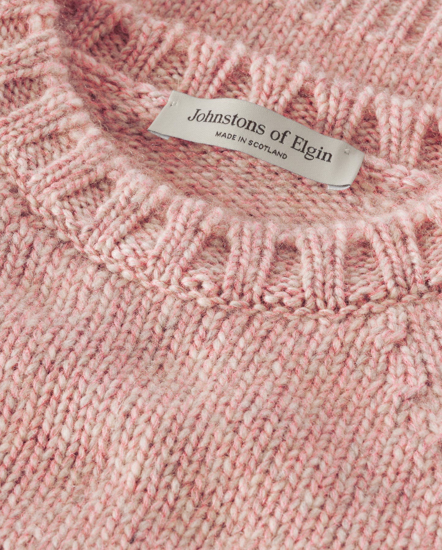 JOHNSTONS OF ELGIN WOMENS BAY CREW SWEATER PINK 78% CASHMERE 22% COTTON KBB01068HE4379