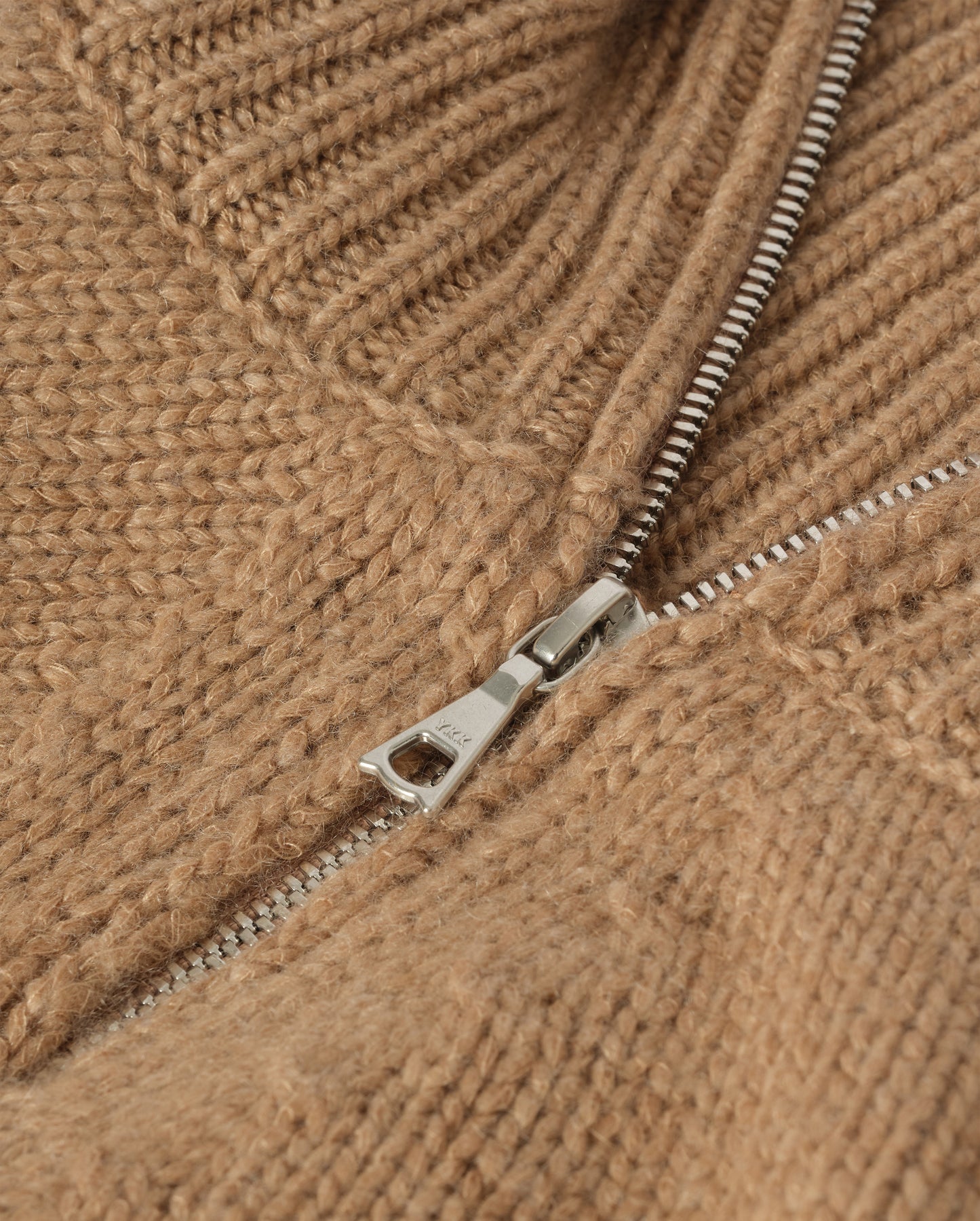 JOHNSTONS OF ELGIN MELLIS ZIP SHOULDER SWEATER MARBLED CASHMERE RAGLAN SHOULDER ZIP SWEATER CAMEL 78% CASHMERE, 22% COTTON KBB01094Q26352