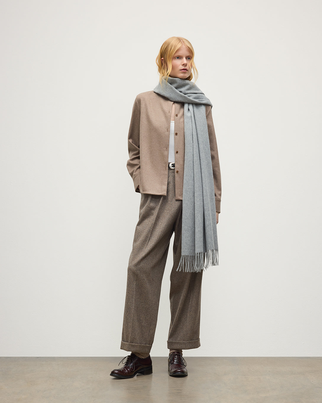 JOHNSTONS OF ELGIN CLASSIC CASHMERE STOLE LIGHT GREY 100% CASHMERE WA000056HA0200N/A