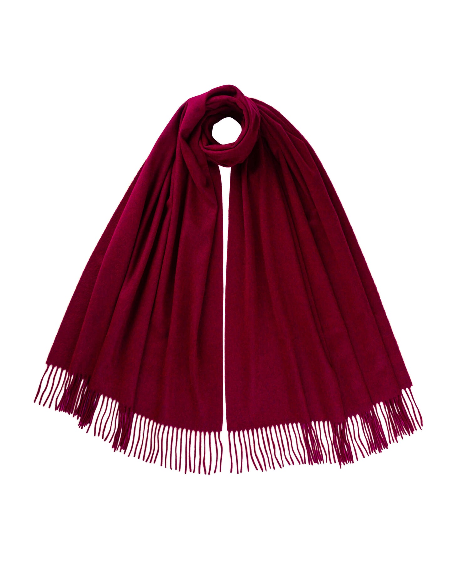 Johnstons of Elgin 100% Cashmere Stole in Merlot on a white background WA000056SE7234N/A