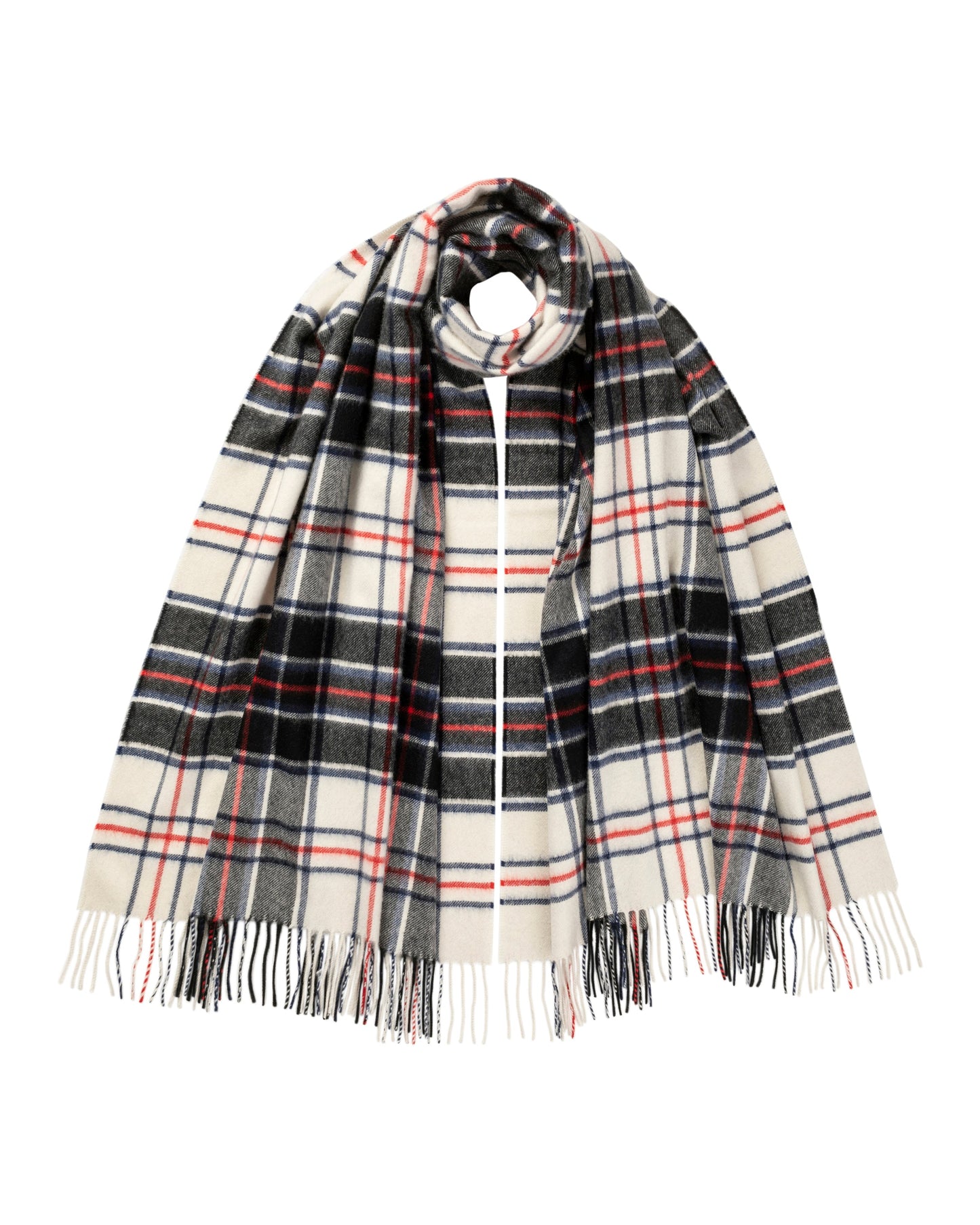 Johnstons of Elgin Tartan Cashmere Stole in MacRae on a white background WA000056KU0128ONE
