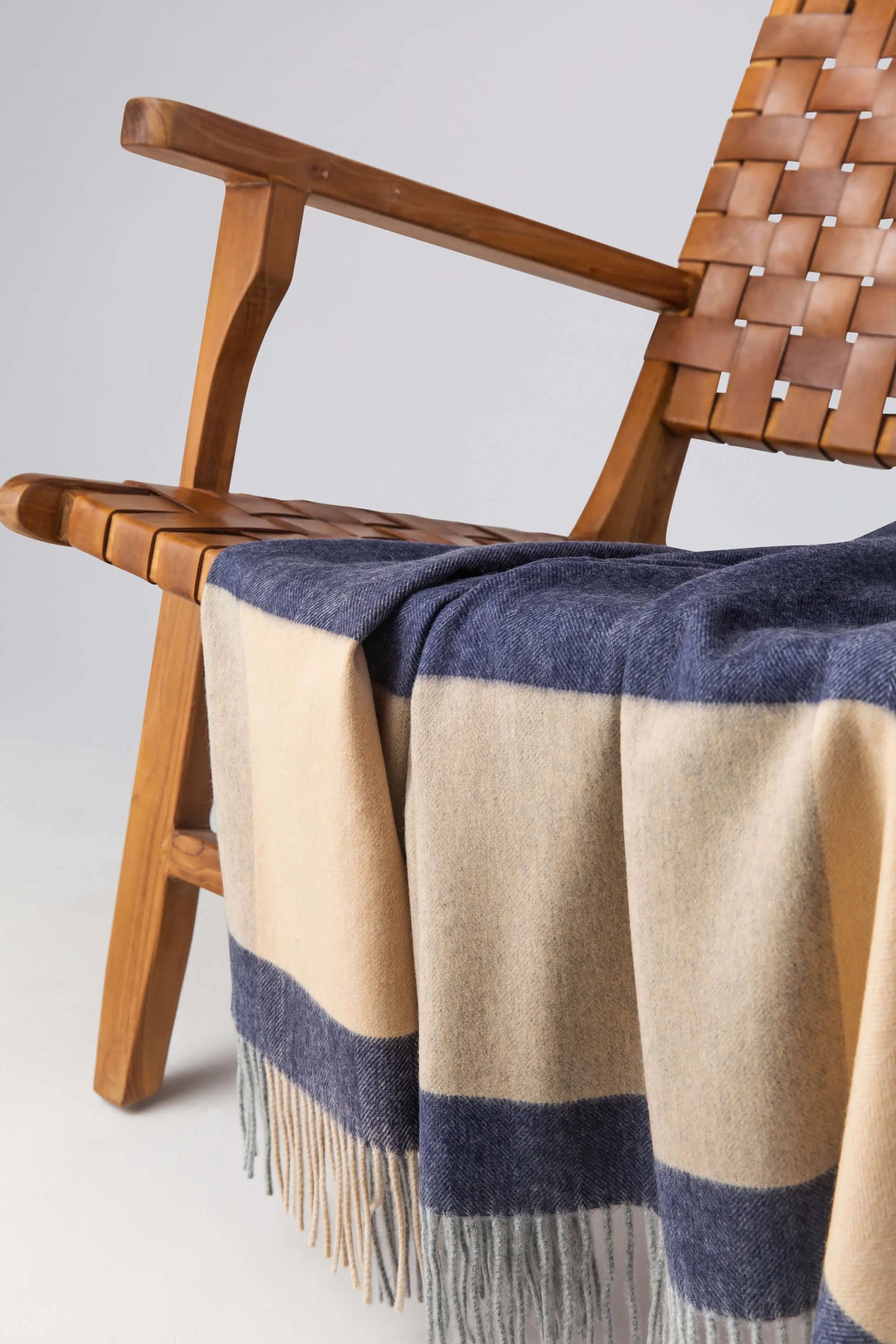 Block Border Wool Throw in Dark