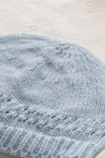 Johnstons of Elgin Baby Handknits Powder Blue Hand Knitted Cashmere Baby Beanie JA000132SD0167ONE