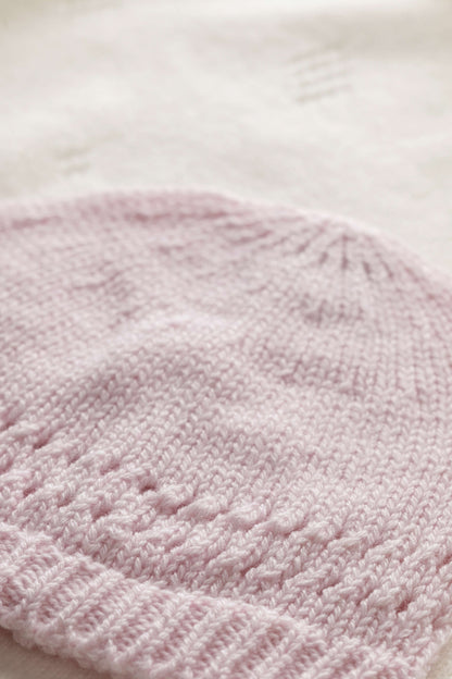 Johnstons of Elgin Baby Handknits Blush Hand Knitted Cashmere Baby Beanie JA000132SE0208ONE