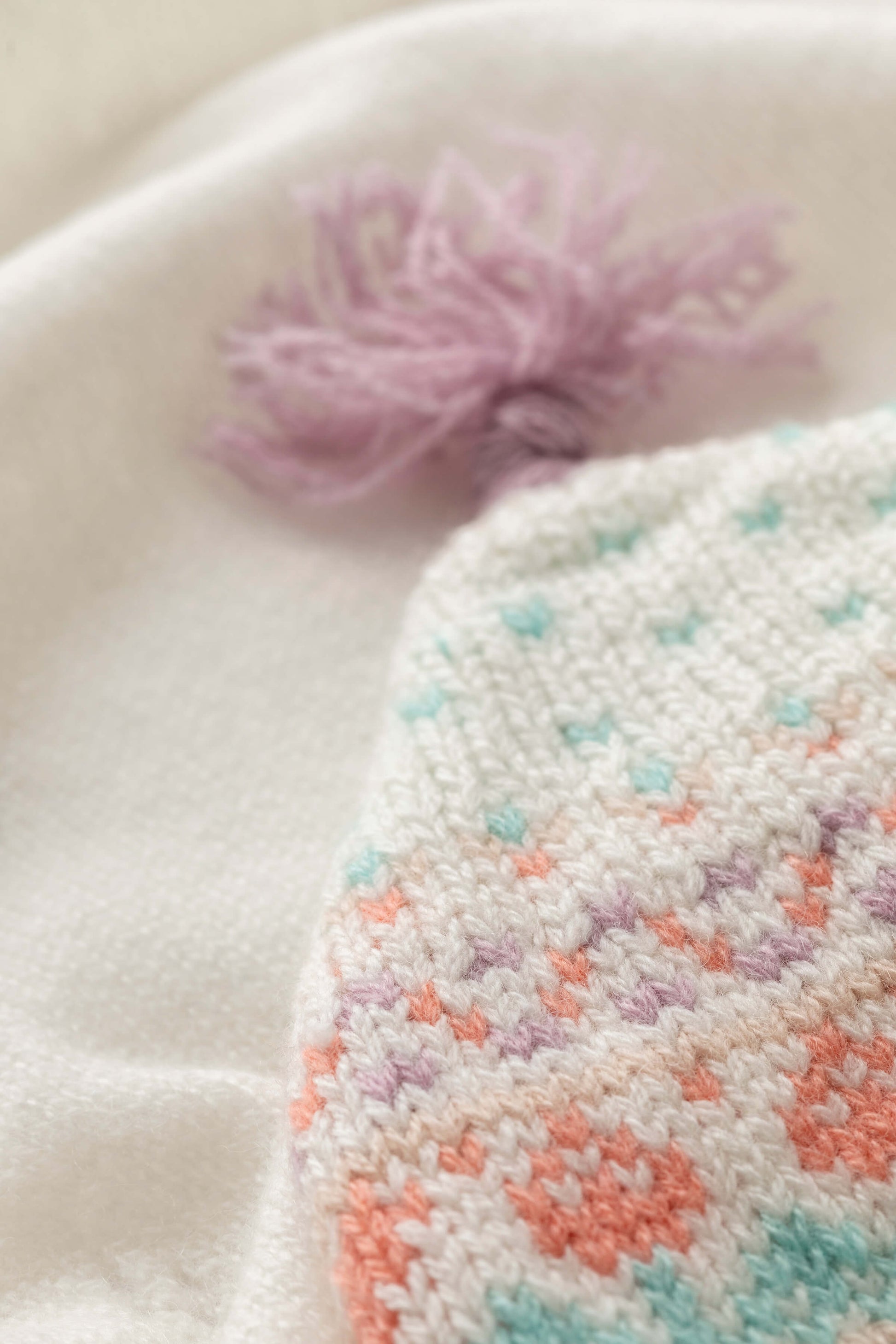 Johnstons of Elgin Baby Handknits Guimauve Hand Knitted Cashmere Fairisle Baby Hat JA000133SE4845