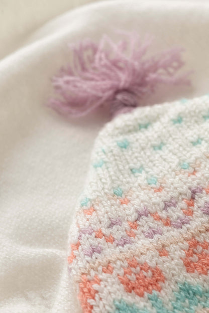 Johnstons of Elgin Baby Handknits Guimauve Hand Knitted Cashmere Fairisle Baby Hat JA000133SE4845