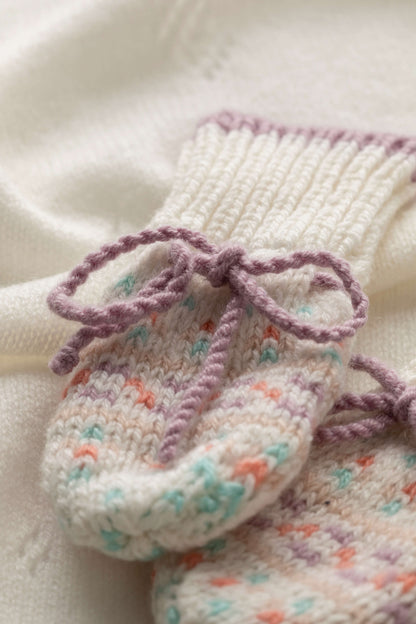 Johnstons of Elgin Baby Handknits Guimauve Hand Knitted Cashmere Fairisle Baby Mittens JA000137SE4845