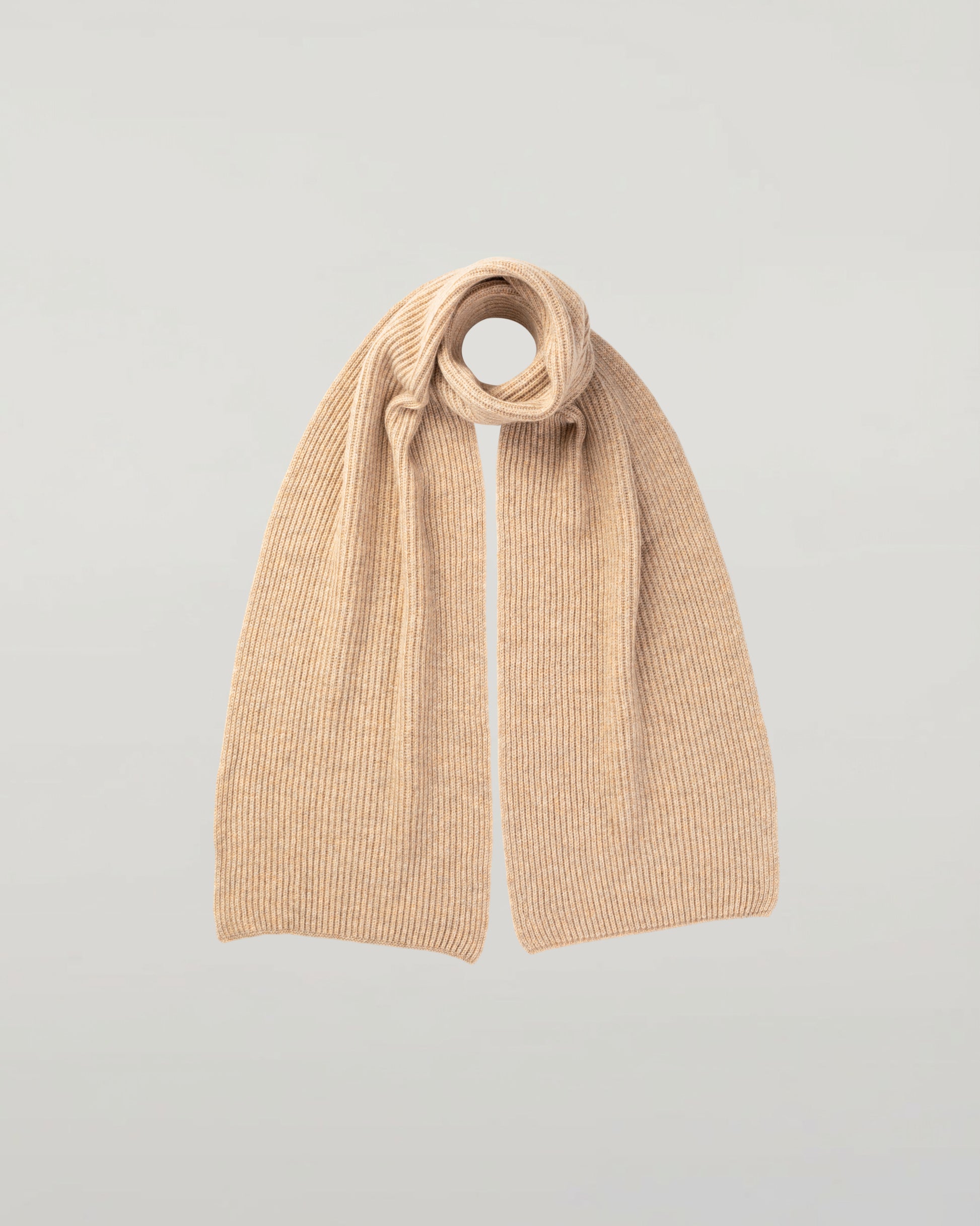 Johnstons of Elgin Knitted Accessories Oatmeal Natural Cashmere Ribbed Scarf HAA01684HB0210ONE