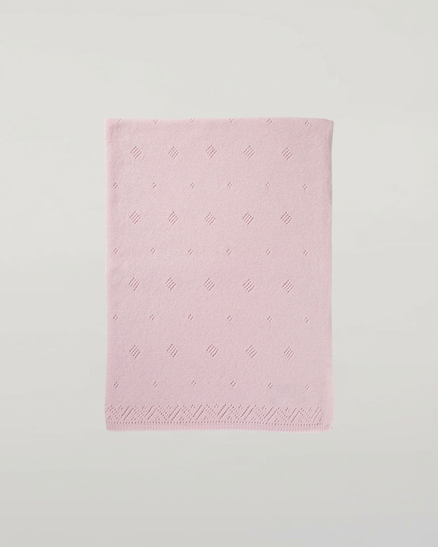 Johnstons of Elgin's Pale Pink Pointelle Cashmere Baby Blanket HAA01904SE0182ONE