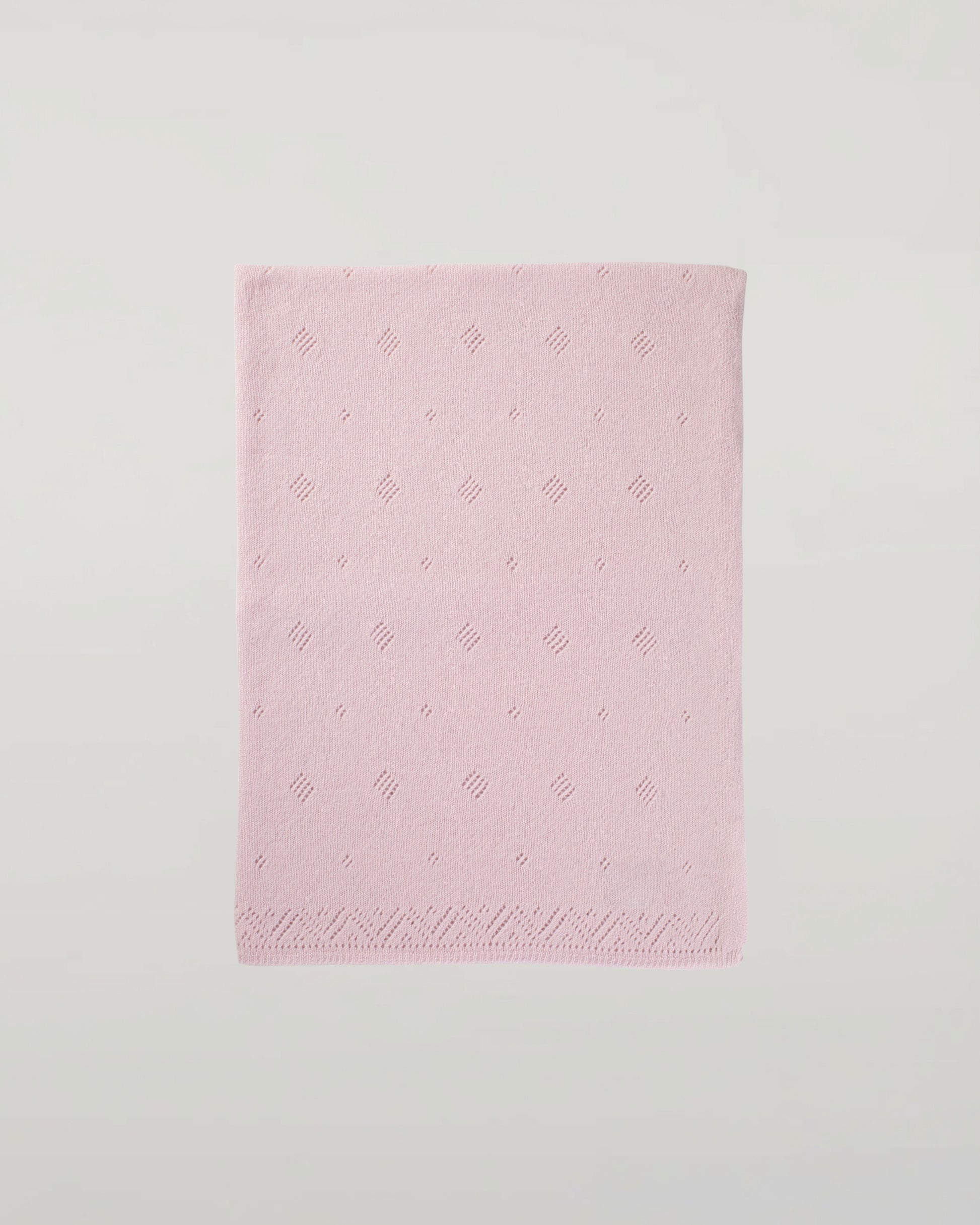 Johnstons of Elgin's Pale Pink Pointelle Cashmere Baby Blanket HAA01904SE0182ONE
