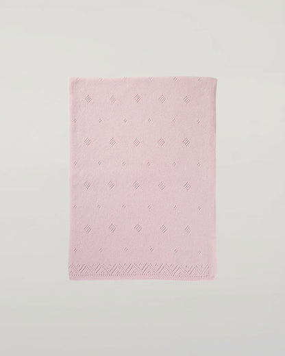 Johnstons of Elgin's Pale Pink Pointelle Cashmere Baby Blanket HAA01904SE0182ONE
