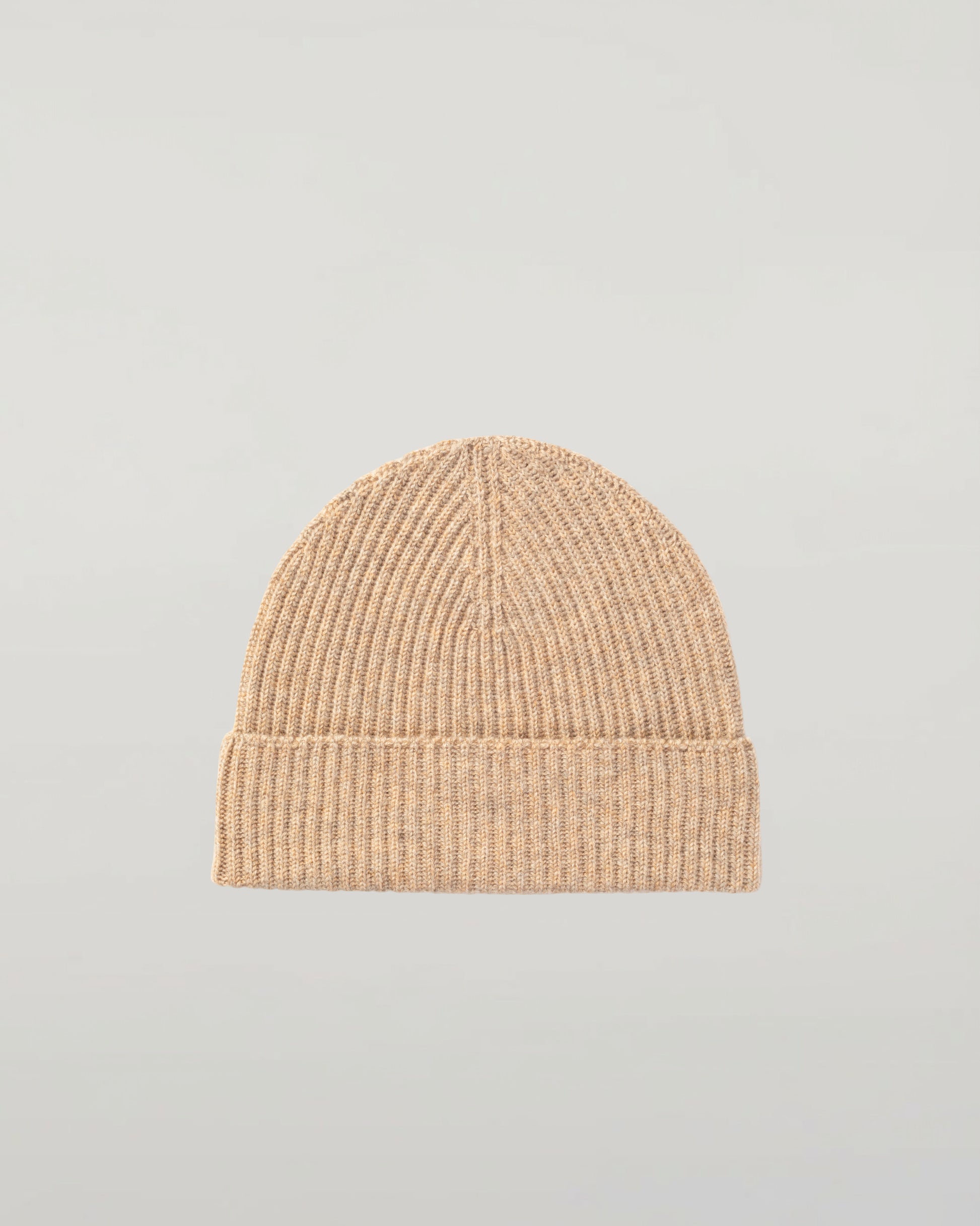Johnstons of Elgin Knitted Accessories Oatmeal Oatmeal Ribbed Cashmere Beanie HAA03320HB0210ONE