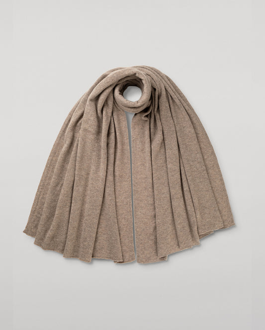 JOHNSTONS OF ELGIN CASHMERE GAUZY RAEBURN TRAVEL WRAP LIGHT BROWN 100% CASHMERE HAA03407HB4447ONE