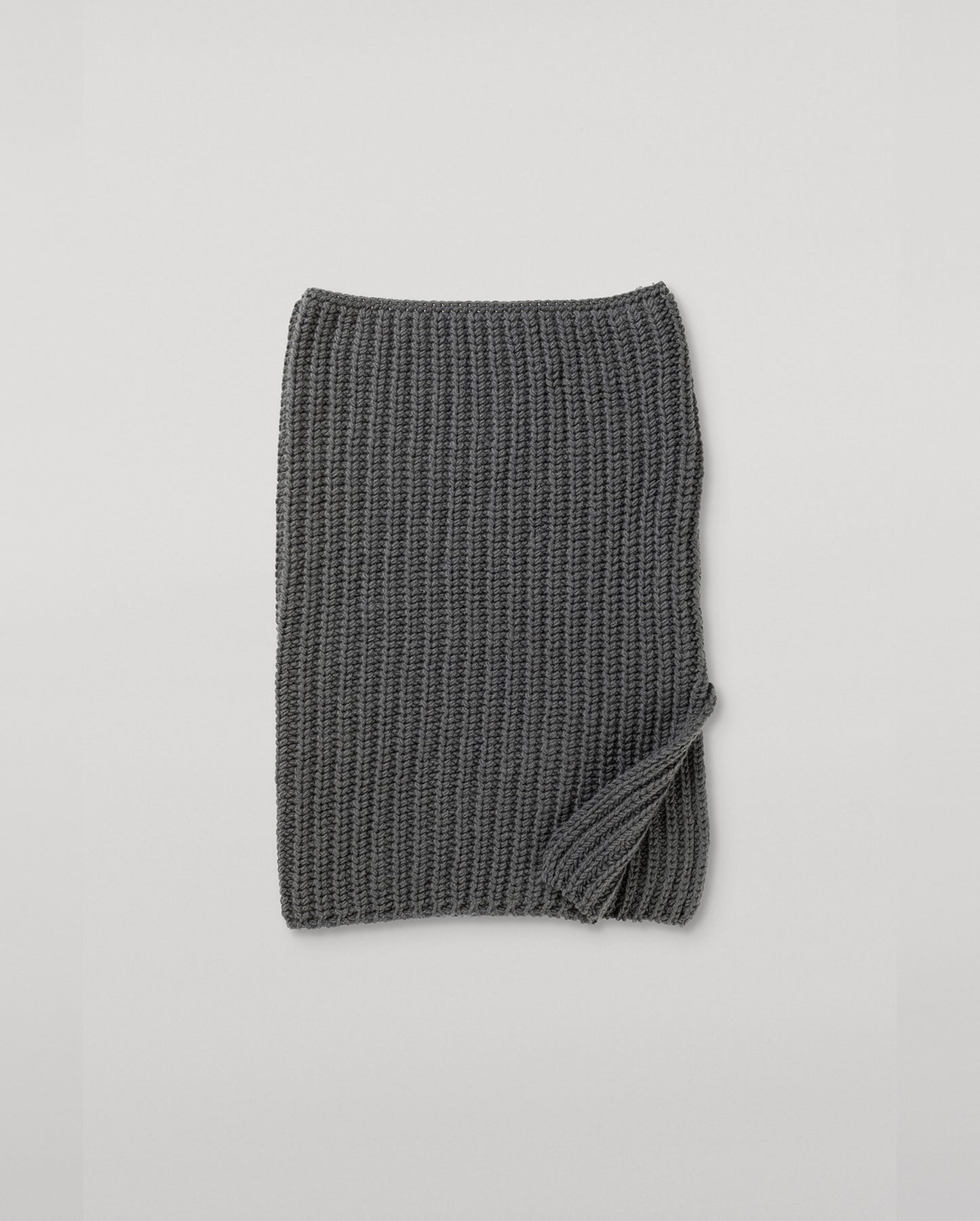 JOHNSTONS OF ELGIN CASHMERE LUXE COWIE RIB SNOOD WITH SHOULDER SPLIT GREY 100% CASHMERE HAB03312SA7216ONE