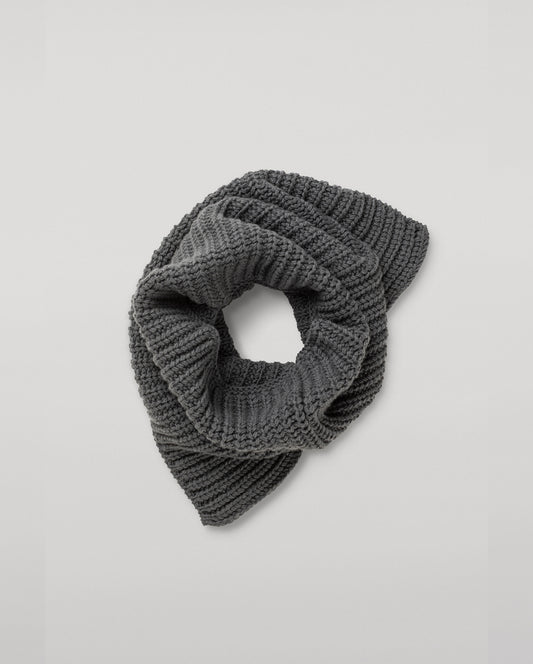 JOHNSTONS OF ELGIN CASHMERE LUXE COWIE RIB SNOOD WITH SHOULDER SPLIT GREY 100% CASHMERE HAB03312SA7216ONE