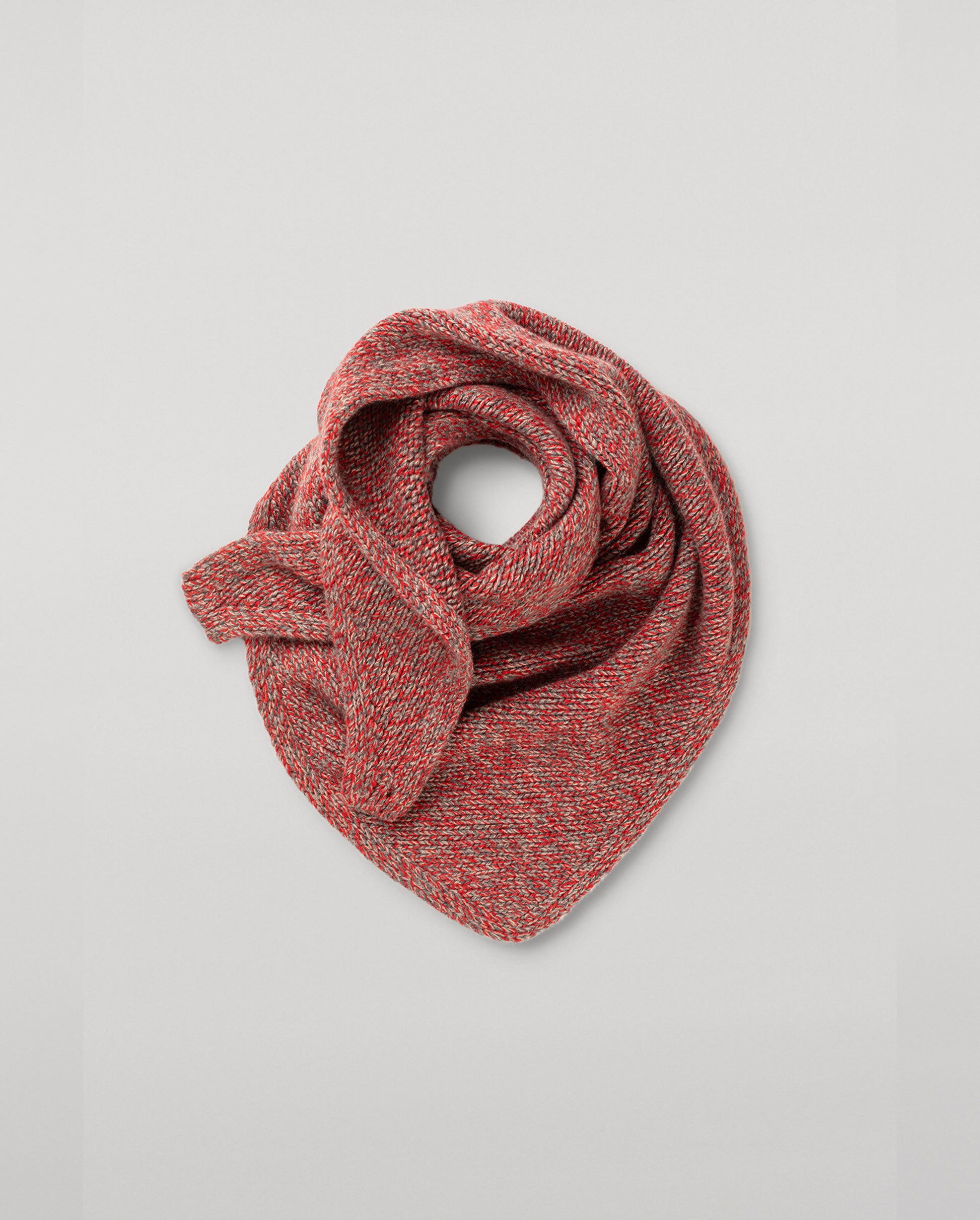 JOHNSTONS OF ELGIN CASHMERE MARL KEILL TRIANGLE SCARF RED 100% CASHMERE HAB03648007014ONE