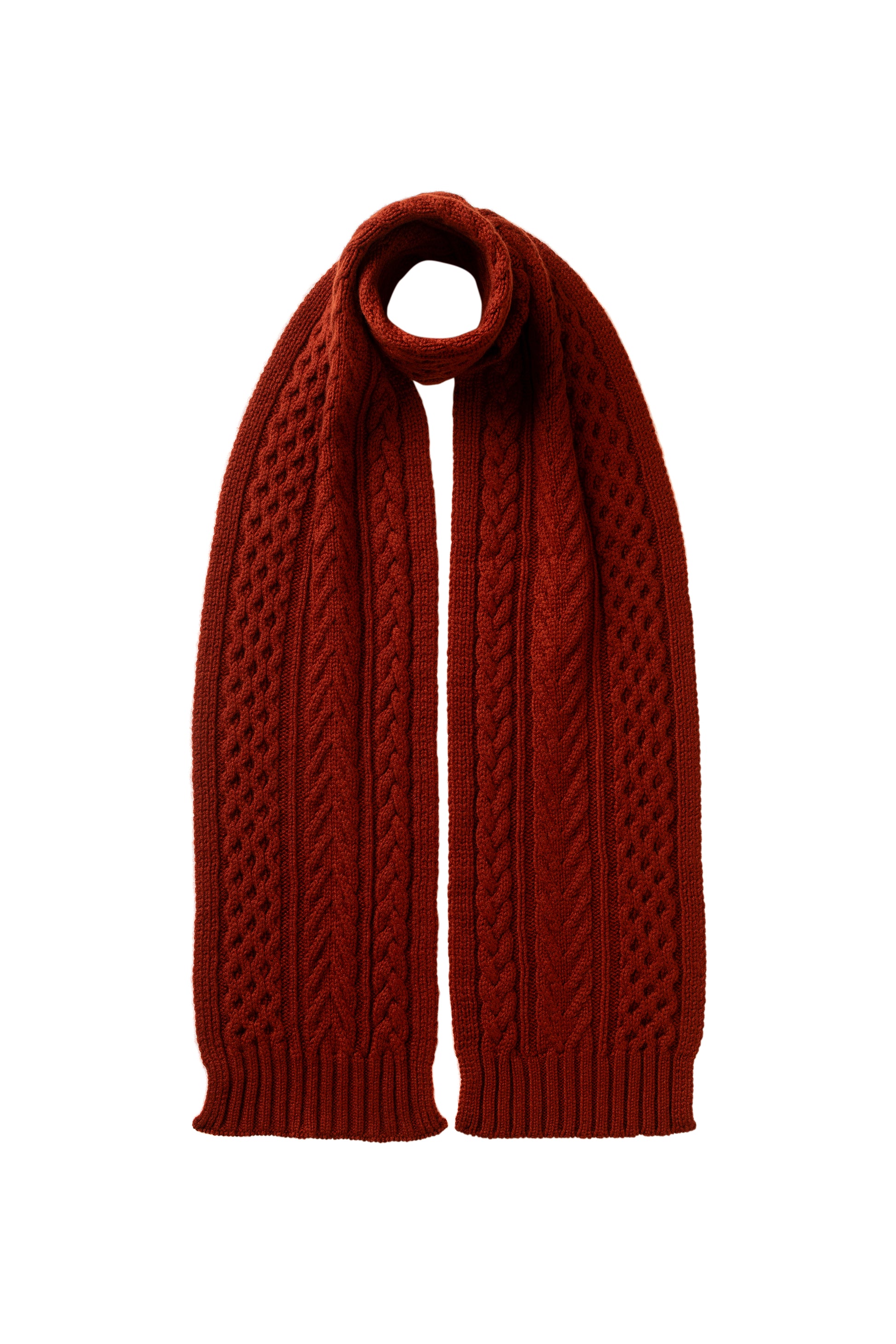 Johnstons of Elgin Cable cashmere red scarf HAC03406SG4463ONE