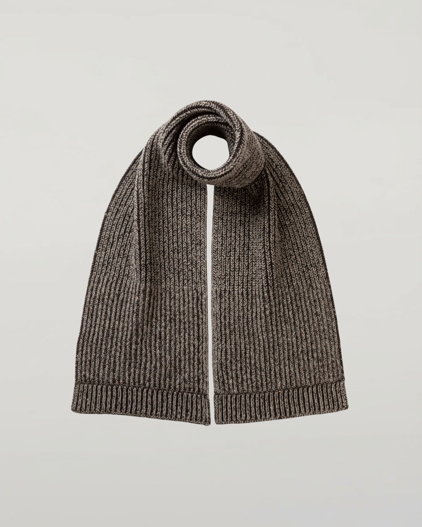 Johnstons of Elgin AW25 Knitted Accessories Peregrine Donegal Cashmere Brown Knitted Scarf HAC03530Q25314ONE