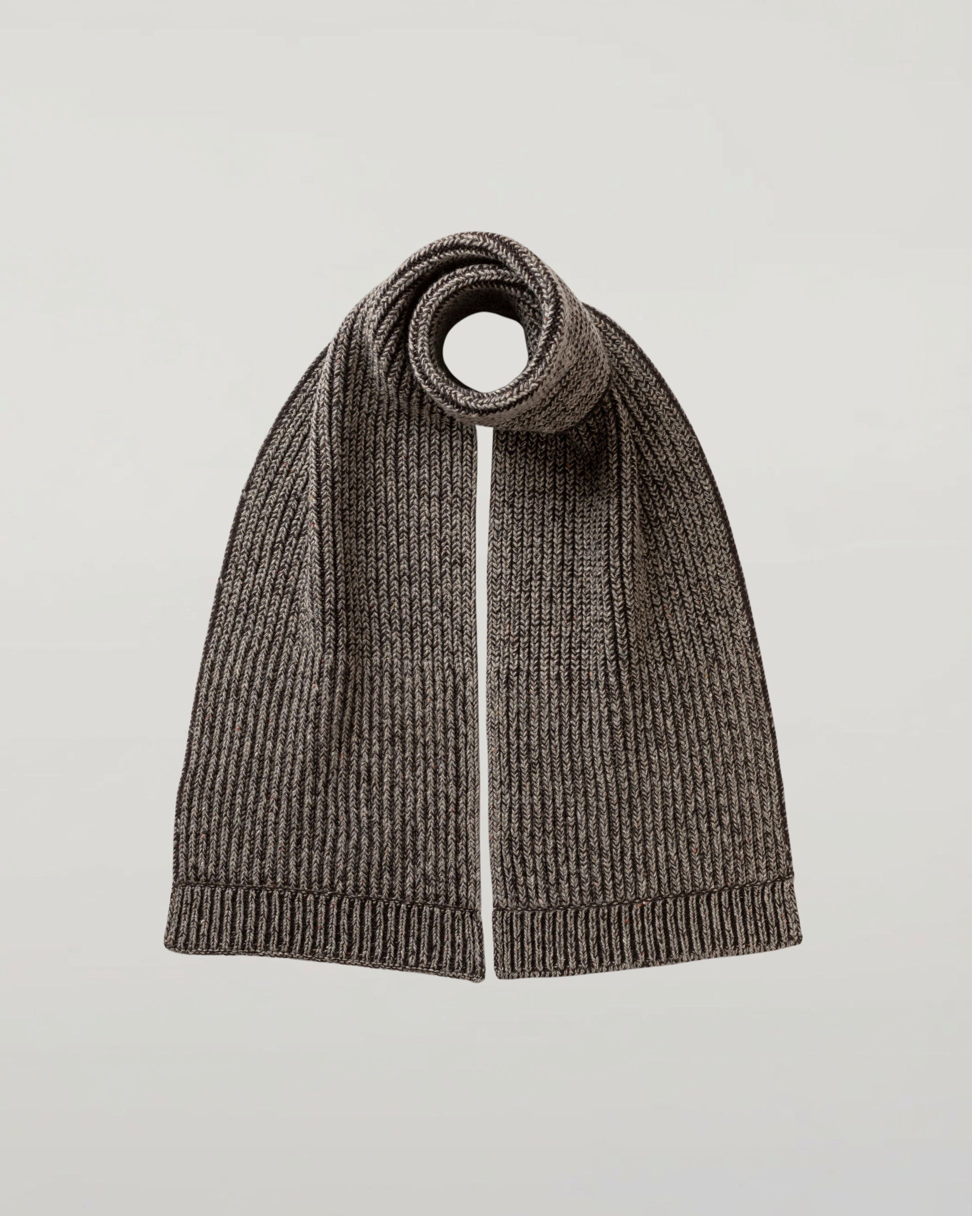 Johnstons of Elgin AW25 Knitted Accessories Peregrine Donegal Cashmere Brown Knitted Scarf HAC03530Q25314ONE