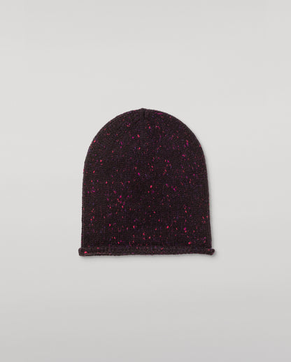 JOHNSTONS OF ELGIN CASHMERE DONEGAL TIREE BEANIE PURPLE 100% CASHMERE HAC03613HD7360ONE