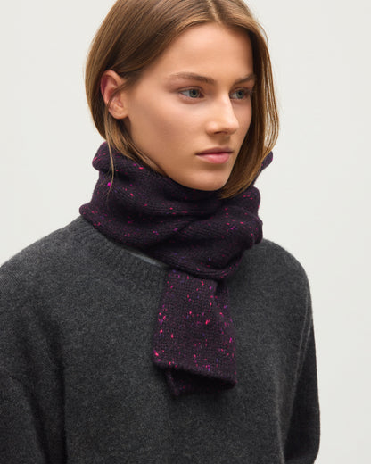 JOHNSTONS OF ELGIN CASHMERE DONEGAL TIREE SCARF WITH ROLLED EDGE PURPLE 100% CASHMERE HAC03622HD7360ONE