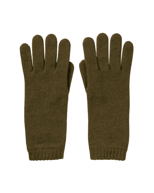 Johnstons of Elgin AW24 Knitted Accessory Olive Women's Cashmere Gloves HAD03226SC4573ONE