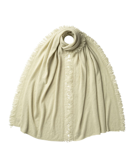 Johnstons of Elgin AW24 Knitted Accessory Lichen Fringed Gauzy Cashmere Stole HAE01955SC0158ONE