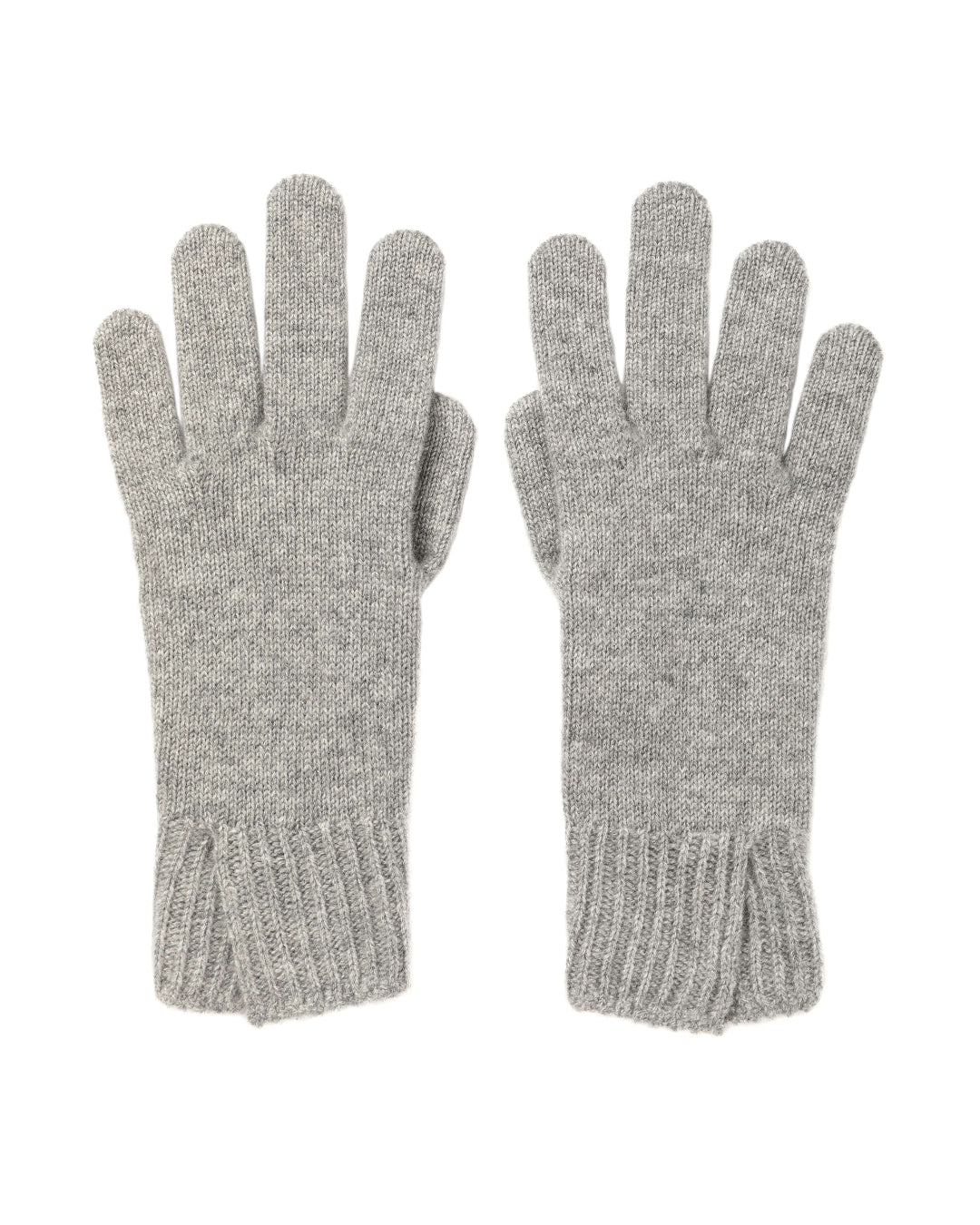 Johnstons of Elgin AW24 Knitted Accessory Light Grey Split Cuff Cashmere Gloves HAE03228HA0308ONE