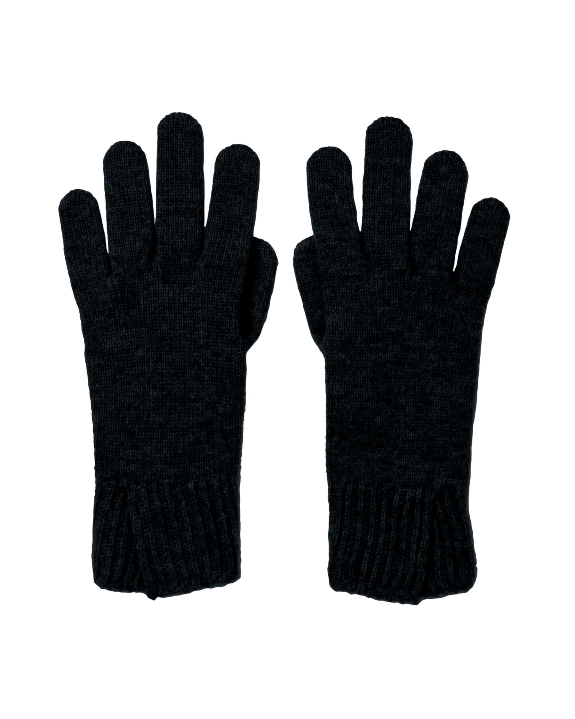 Johnstons of Elgin AW24 Knitted Accessory Black Split Cuff Cashmere Gloves HAE03228SA0900ONE