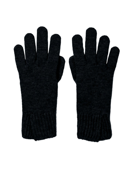 Johnstons of Elgin AW24 Knitted Accessory Black Split Cuff Cashmere Gloves HAE03228SA0900ONE