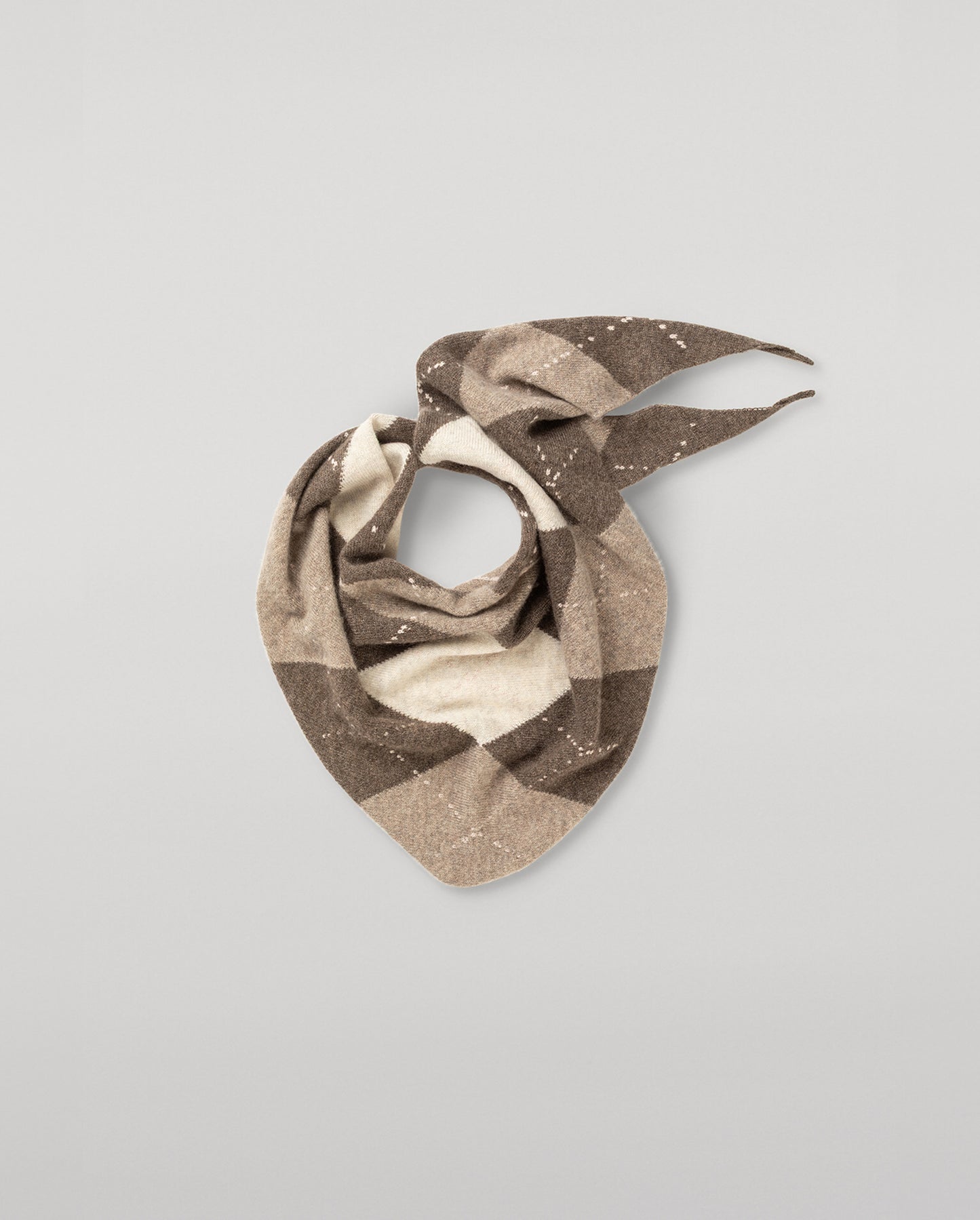JOHNSTONS OF ELGIN CASHMERE NECK TIE ARGYLE CLAN BANDANA BROWN 100% CASHMERE HAP03612JU1628ONE