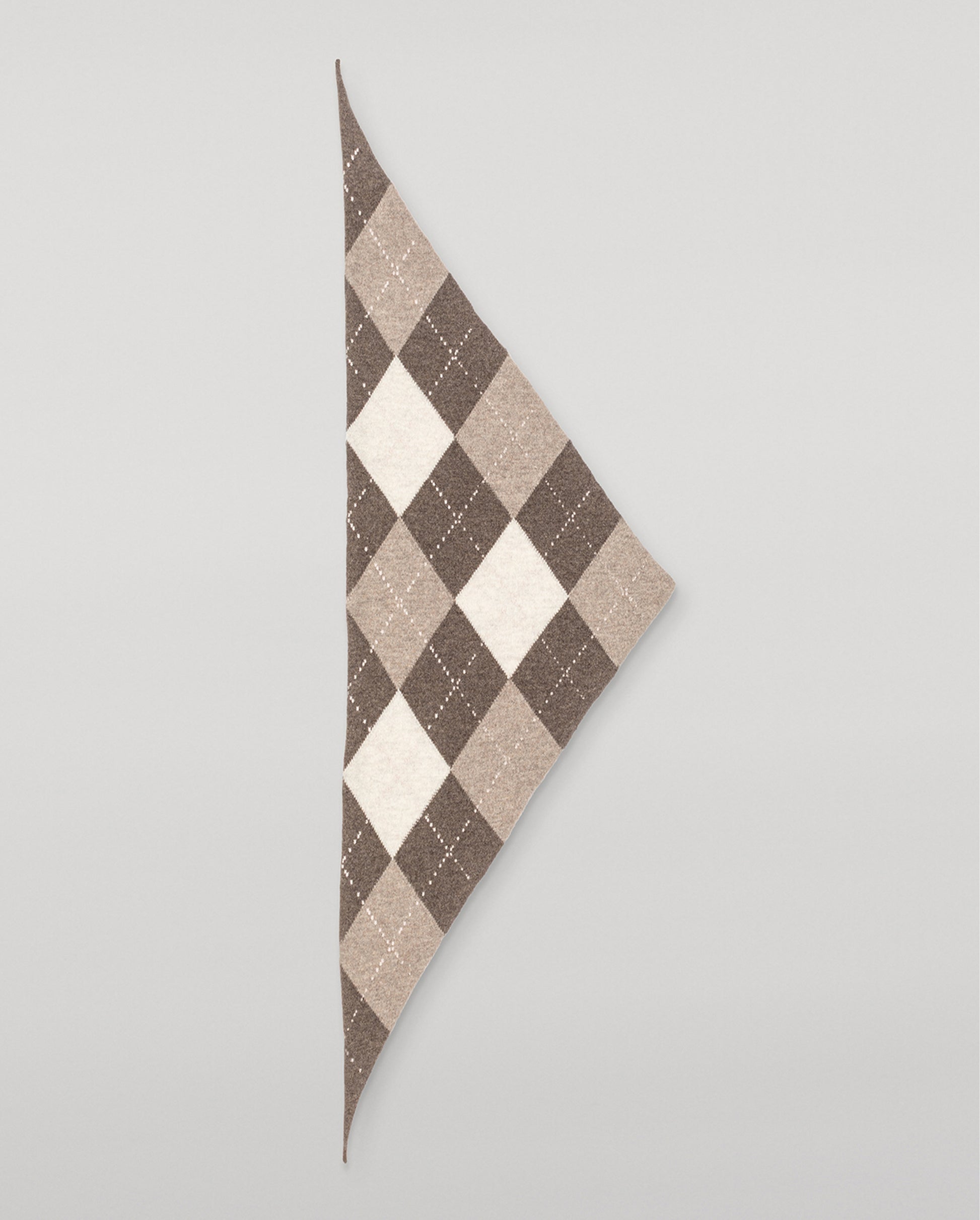 JOHNSTONS OF ELGIN CASHMERE NECK TIE ARGYLE CLAN BANDANA BROWN 100% CASHMERE HAP03612JU1628ONE