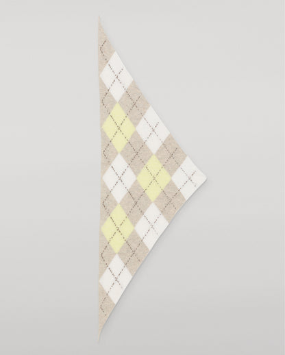 JOHNSTONS OF ELGIN CASHMERE NECK TIE ARGYLE CLAN BANDANA NATURAL 100% CASHMERE HAP03612JU1629ONE