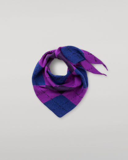 JOHNSTONS OF ELGIN CASHMERE NECK TIE ARGYLE CLAN BANDANA PURPLE 100% CASHMERE HAP03612JU1669ONE
