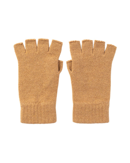 Johnstons of Elgin AW25 Knitted Accessory Camel Women's Fingerless Cashmere Gloves HAY02223HB4315ONE