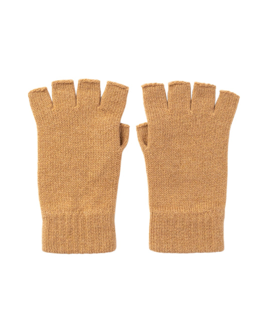 Johnstons of Elgin AW25 Knitted Accessory Camel Women's Fingerless Cashmere Gloves HAY02223HB4315ONE