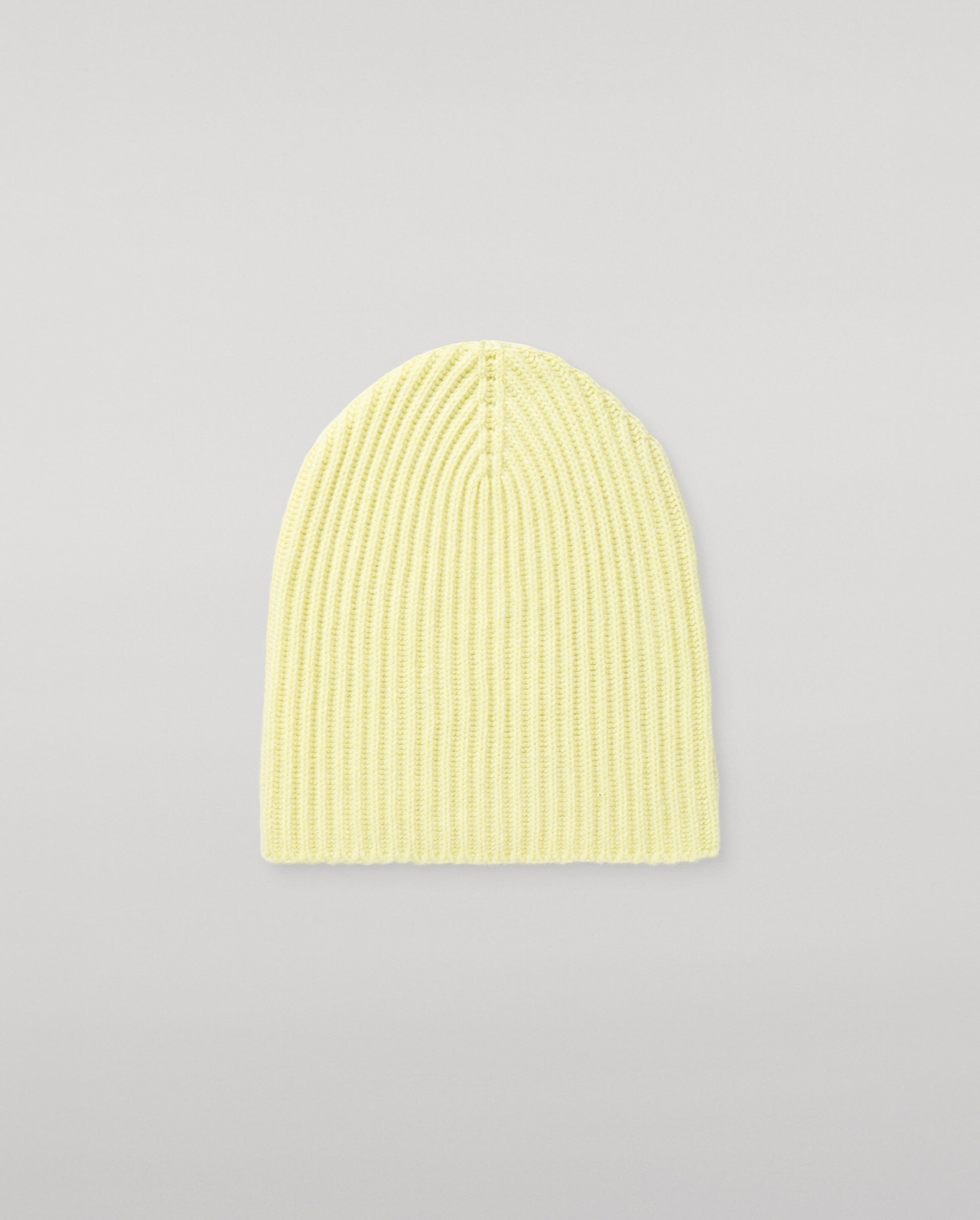 JOHNSTONS OF ELGIN CASHMERE RIBBED LOVAT BEANIE LIGHT YELLOW 100% CASHMERE HAY03614HF0025ONE