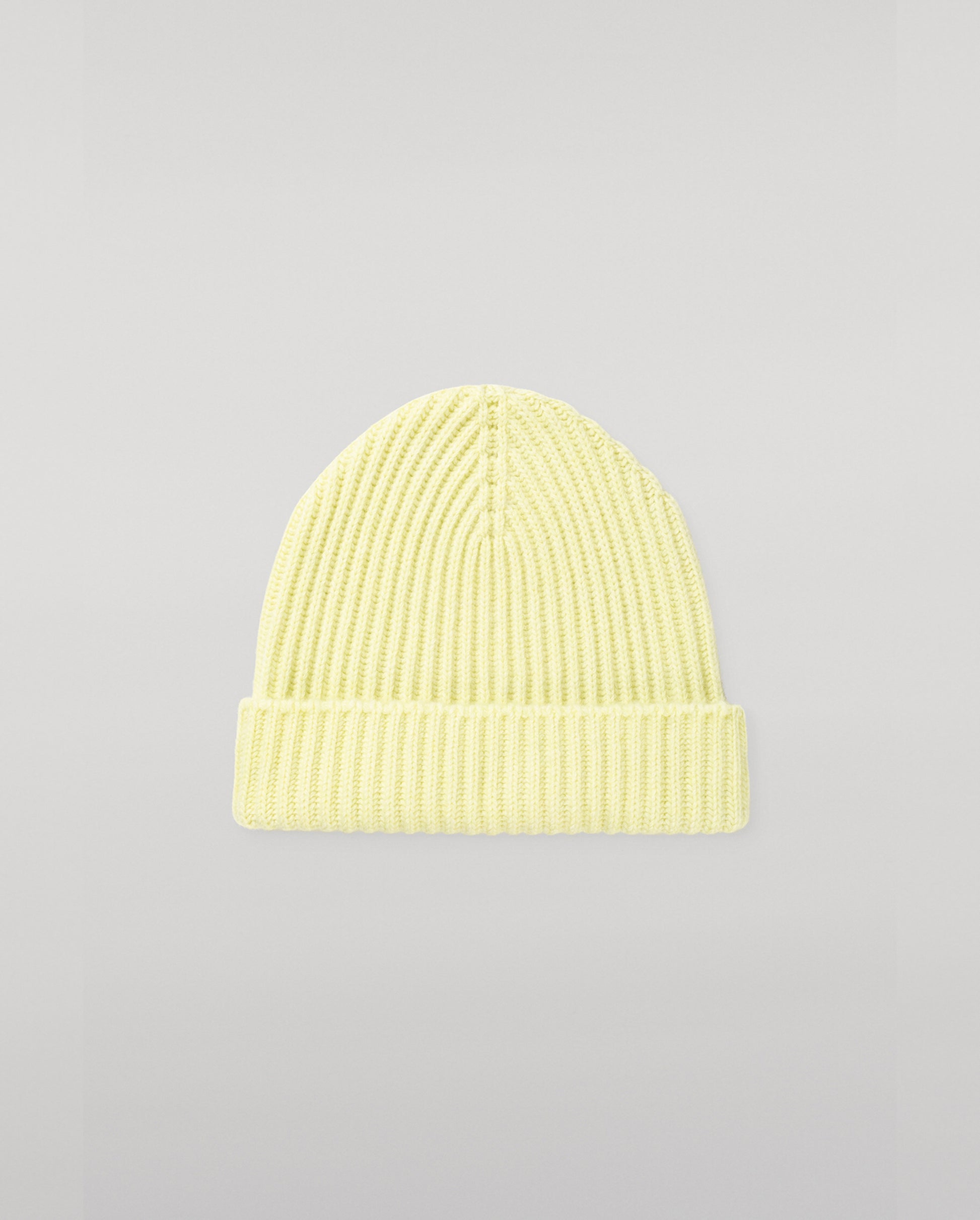 JOHNSTONS OF ELGIN CASHMERE RIBBED LOVAT BEANIE LIGHT YELLOW 100% CASHMERE HAY03614HF0025ONE
