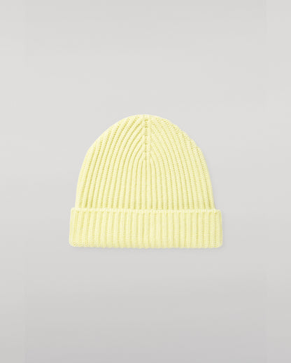 JOHNSTONS OF ELGIN CASHMERE RIBBED LOVAT BEANIE LIGHT YELLOW 100% CASHMERE HAY03614HF0025ONE