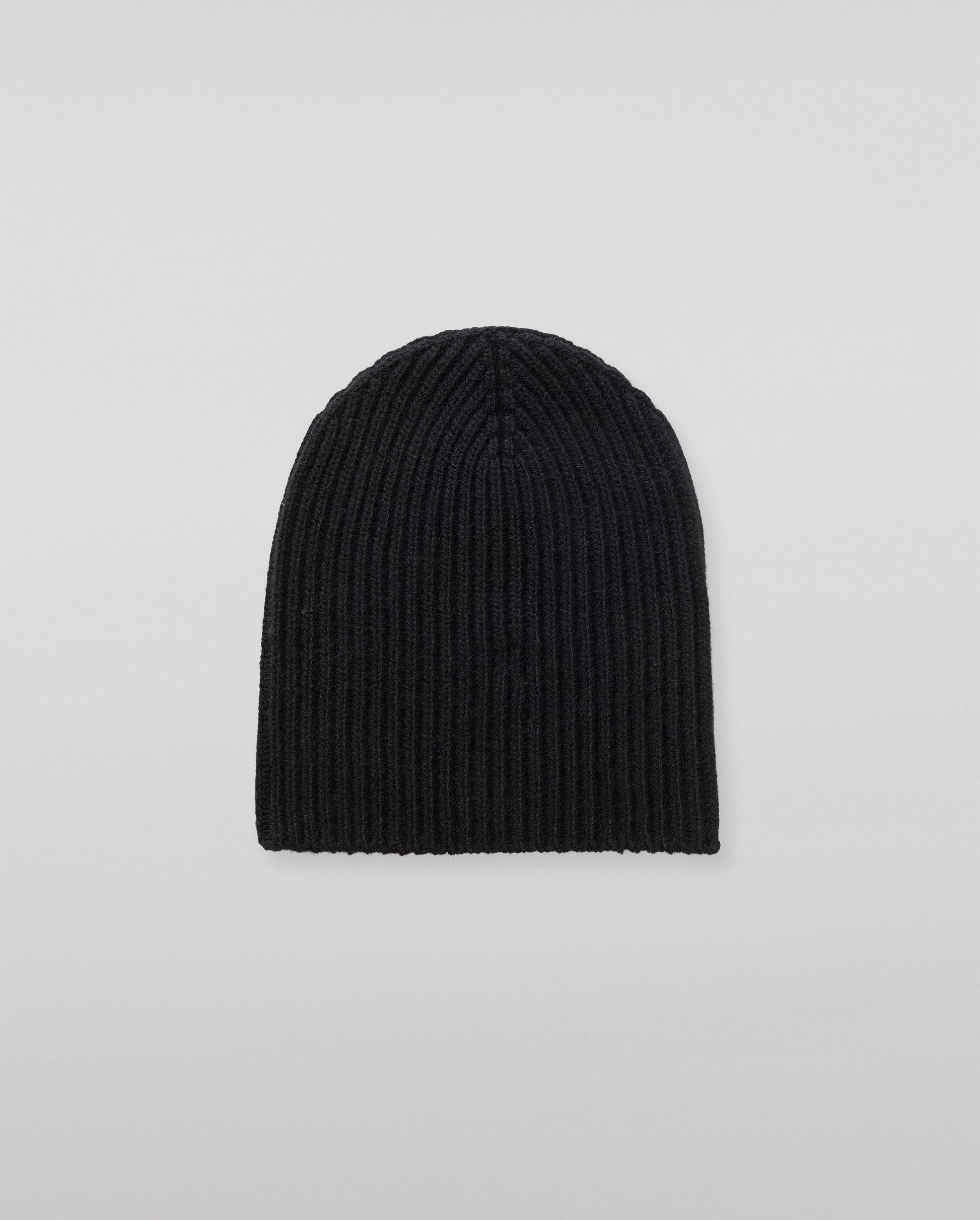 JOHNSTONS OF ELGIN CASHMERE RIBBED LOVAT BEANIE BLACK 100% CASHMERE HAY03614SA7210ONE
