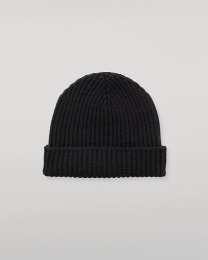 JOHNSTONS OF ELGIN CASHMERE RIBBED LOVAT BEANIE BLACK 100% CASHMERE HAY03614SA7210ONE