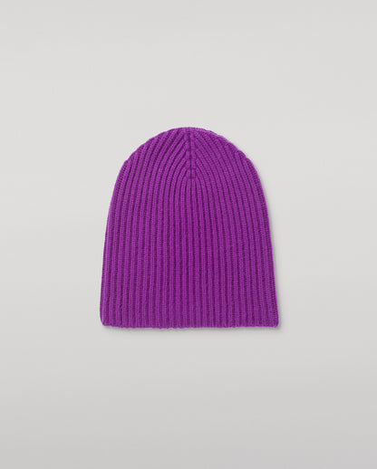 JOHNSTONS OF ELGIN CASHMERE RIBBED LOVAT BEANIE PURPLE 100% CASHMERE HAY03614SD5371ONE