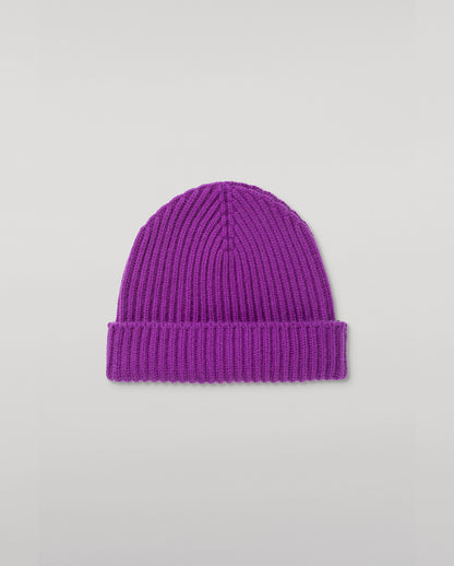 JOHNSTONS OF ELGIN CASHMERE RIBBED LOVAT BEANIE PURPLE 100% CASHMERE HAY03614SD5371ONE