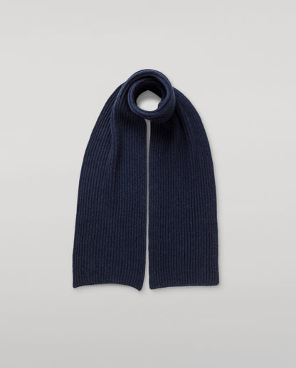 JOHNSTONS OF ELGIN CASHMERE RIBBED LOVAT SCARF NAVY 100% CASHMERE HAY03639HD7350ONE