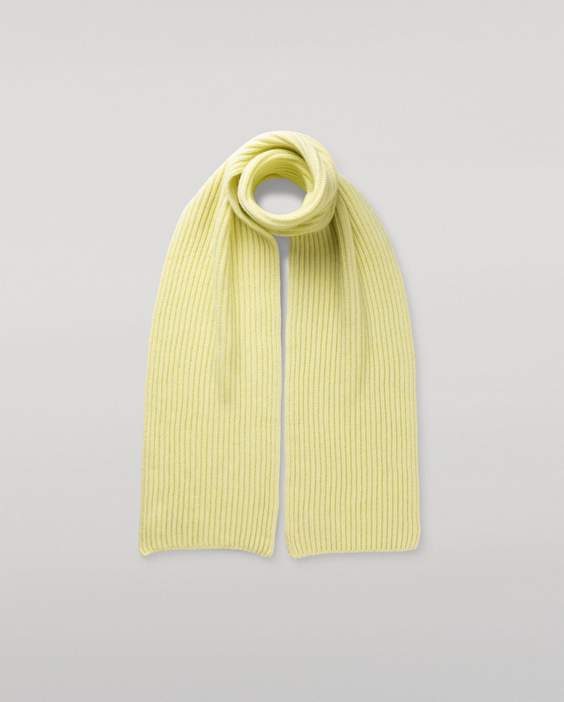JOHNSTONS OF ELGIN CASHMERE RIBBED LOVAT SCARF LIGHT YELLOW 100% CASHMERE HAY03639HF0025ONE